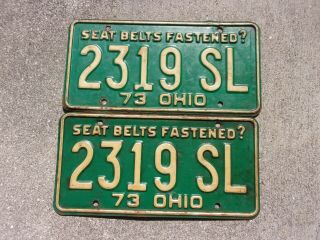 Ohio 1973 License Plate Pair 2319 Sl