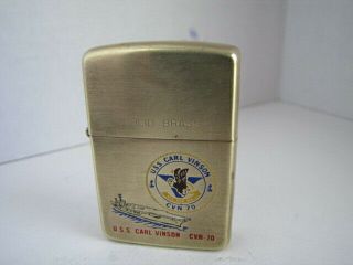 Uss Carl Vinson Cvn - 70 Solid Brass Zippo Lighter 1932 - 1987