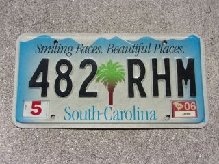 South Carolina 2006 Palm Tree License Plate 482 Rhm