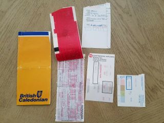 Vintage 1983 British Caledonian Airways Ticket Folder Boarding Pass Baggage Tag