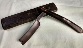Antique Wade And Butcher Sheffield Wide Bladed Straight Razor Barber