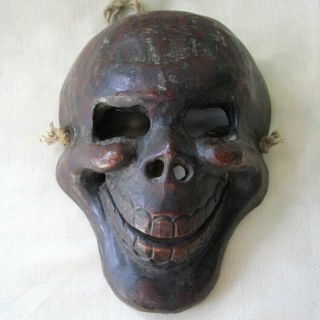 Great Hand Carved Tibet Skull Dark Brown Fine Teeth Cheeks Nepal