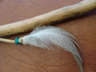 Vintage Native American Indian Rattle Rawhide/Fur/ Leather/Copper 11 1/2 