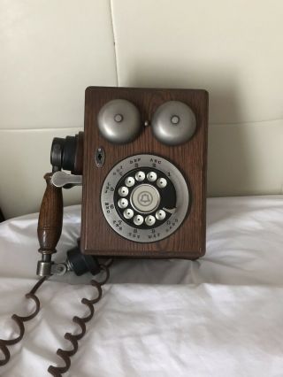 Vintage Wooden Wall Phone Rotary Dial Western Electric Bell Telephone 622601