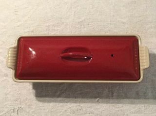Le Creuset Enameled Cast Iron Pate Terrine Red Approx 10x3.  5x3 Inside Euc