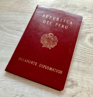 Vintage Peru Collectible 1984 Diplomatic Passport Splendid Travel Document