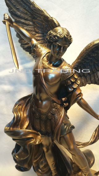 Archangel - Saint St.  Michael Tramples Demon Statue Sculpture Figure