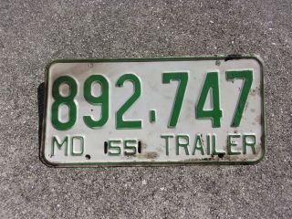 Missouri 1955 Trailer License Plate 892 - 747