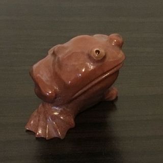 Gorgeous Hand Carved Red Dolomite Frog Signed By Ricky Laahty Zuni Fetish 2005