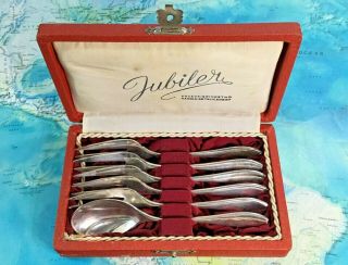 Rare Vintage Polish Joseph Fraget Silver Plated Pastry Set Box
