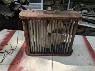 Vintage Wooden Box Fan/adjustable Air Flow Louvers/runs