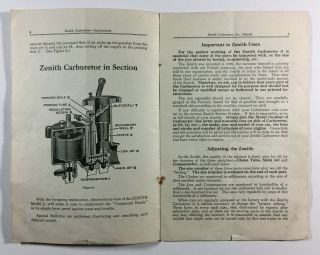 Zenith Carburetor Instructions Operating and Adjusting Zenith Carburetor Co 1919 3