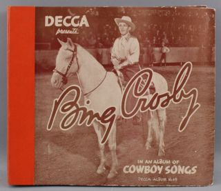 Vintage 1940s Bing Crosby Cowboy Songs Complete Record Album Cover Book