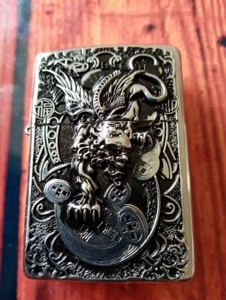 Dragon Devil Zippo Silver Color 2006 Fully Scratched And Wear