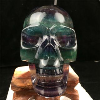 2.  42lb Natural Fluorite Quartz Skull Stone Quartz Hand Carved Crystal Hok1464