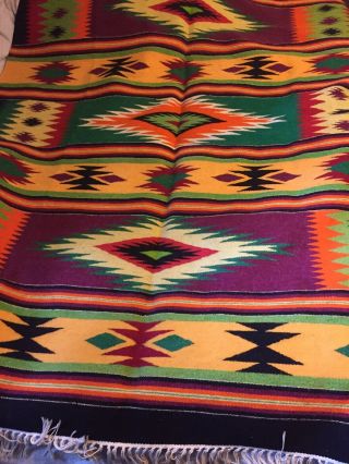 Handwoven Loom Oaxacan Zapotec Blanket Rug Like 78 X 60 Wool