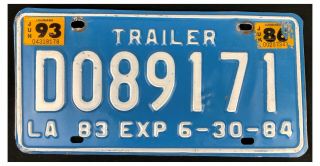 Louisiana 1983 - 1993 Trailer License Plate D089171