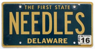 Sea Needles Delaware Personalized Vanity License Plate,  California,  Snakes