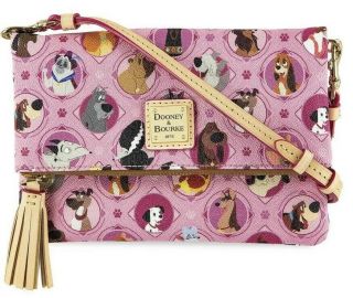 Disney Parks Dooney & Bourke Dogs Pink Foldover Crossbody Bag Purse