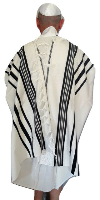 Kosher Tallit Talis Prayer Shawl 100 Wool 47x67 " /120x170cm Israel Black Stripes