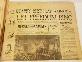 Los Angeles Times and Herald Examiner Bicentennial Newspapers July 4,  1976 2