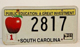 Rare South Carolina License Plate Public Education A Great Investment Apple