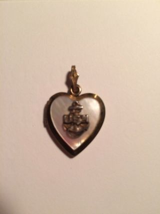 Vintage Sweetheart Heart Locket U.  S.  Navy Euc