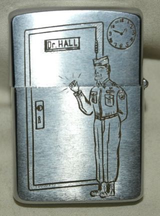 1963 Zippo Lighter Vietnam Military Trench Art Humor Dr.  Hall - Thanks Nort 7