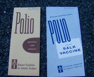 (2) Rare Vintage 1950s Polio Medical Brochures Pamphlets Salk Vaccine Disease