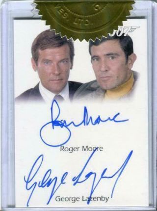 James Bond Heroes & Villains Roger Moore & George Lazenby Dual Autograph Card