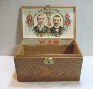 Vtg La Flor De Wallace & Schwarz W&s Wood Cigar Box Factory No 1028 16 Dist Ohio