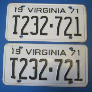 1971 Virginia Truck License Plates Matched Pair