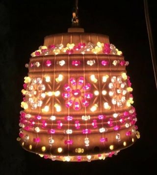 Vintage Lawnware Hanging Beaded Swag Lamp Light Deck Patio Camping Rv