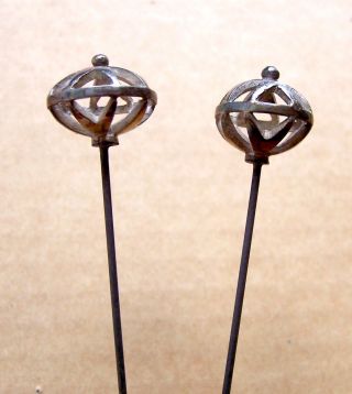 2 Vintage Hatpins Matched Pair Victorian Edwardian Hat Pin (aas)