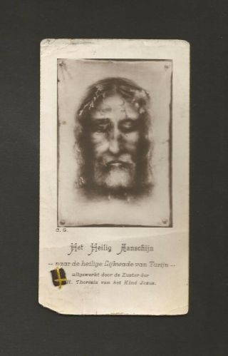 Relic Holy Card Holy Shroud D.  N.  J.  C.  Of Turin St.  Therese