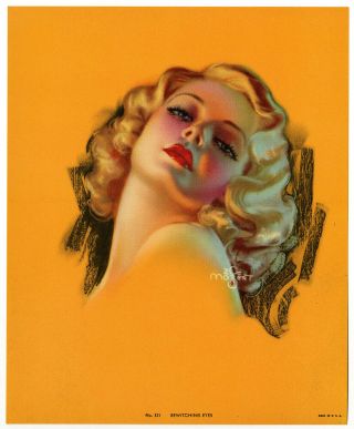 Fine Vintage Zoe Mozert 1940s Bewitching Eyes Pin - Up Print Jean Harlow Hollywood