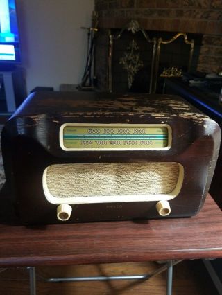 Old Antique Wood Philco Vintage Tube Radio - Art Deco Table Top