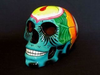 Sugar Skull Hand Painted Ceramic Day Of The Dead