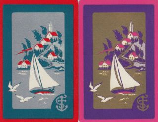 Vintage Swap / Playing Cards - 2 Single - Yachts - Sail Boats 7