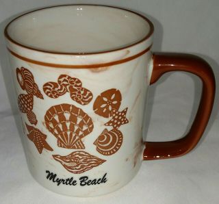 Myrtle Beach Sea Shells Brown Swirl Ceramic Coffee Mug Cup Only One On Ebay
