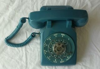 Vintage Western Electric Bell Rotary Dial Desk Telephone Phone Country Blue At&t