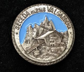 Seceda Val Gardena Vtg Skiing Ski Pin Badge Italy Resort Souvenir Travel Lapel