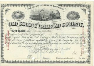Stk Old Colony Railroad Co.  1893 Boston,  Ma Great Vignette.  2 Information Images
