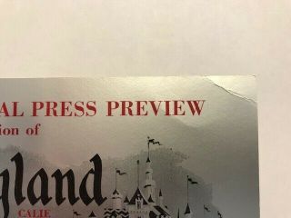 1955 Invitational Press Ticket to the Dedication of Disneyland 3