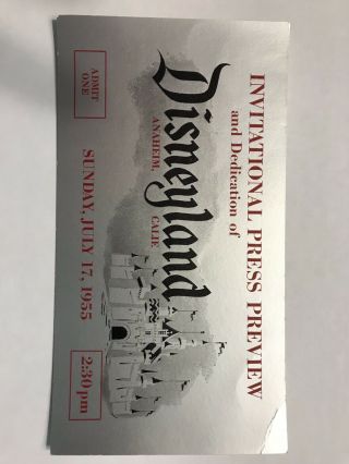 1955 Invitational Press Ticket to the Dedication of Disneyland 4
