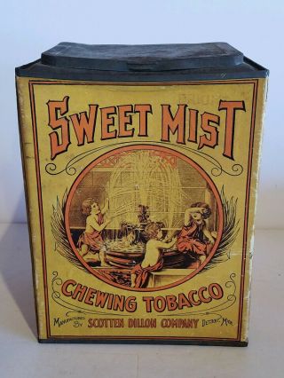 Vintage Sweet Mist Tabacco Tin Cardboard Can With Lid