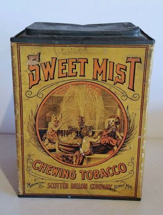 vintage Sweet Mist Tabacco tin cardboard can with lid 3
