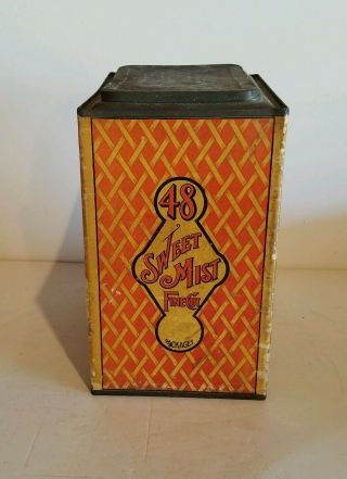 vintage Sweet Mist Tabacco tin cardboard can with lid 4