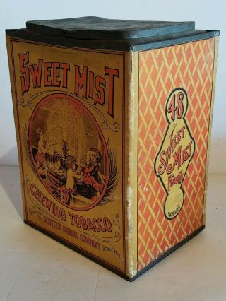 vintage Sweet Mist Tabacco tin cardboard can with lid 5