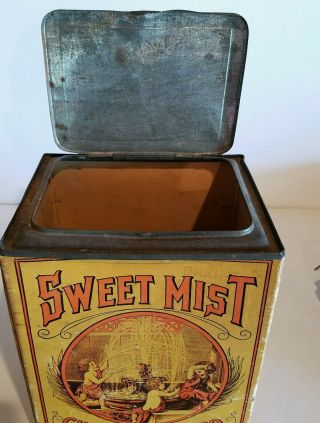 vintage Sweet Mist Tabacco tin cardboard can with lid 7